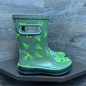 Bogs rubber rain boots green dinosaur